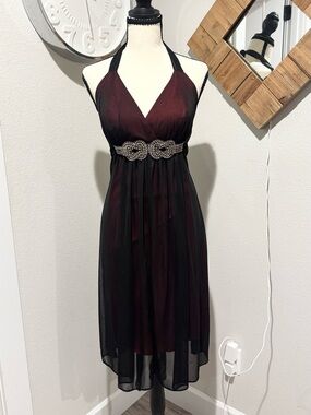 ✨ VINTAGE ASPEED Y2K WhimsyGoth RED & BLACK MESH HALTER DRESS✨